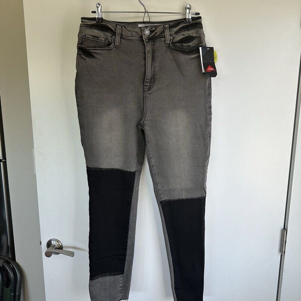 Charcoal Jeans Stretch Juniors 13 Patchwork Design NWT